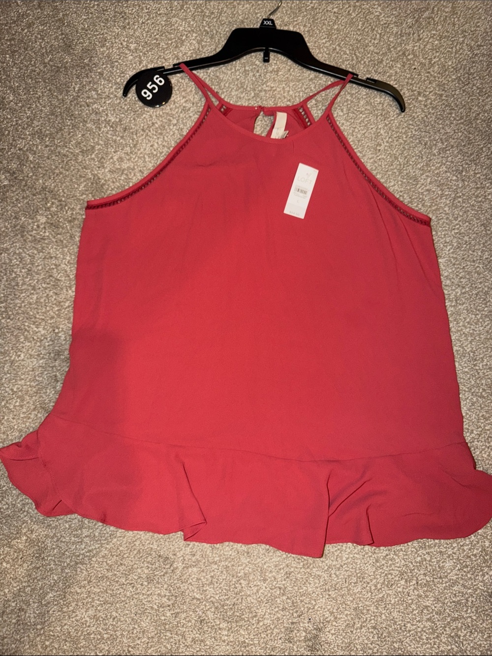 LOFT Red Double-Strap Ruffle-Hem Camisole - Picture 5 of 9